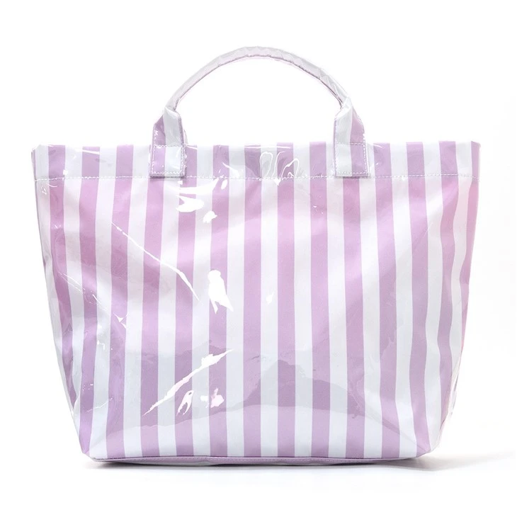 Striped PVC Tote Bag Lightweight Handbag high quality